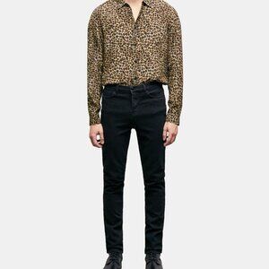 THE KOOPLES BLACK SLIM FIT BUTTON FLY JEANS